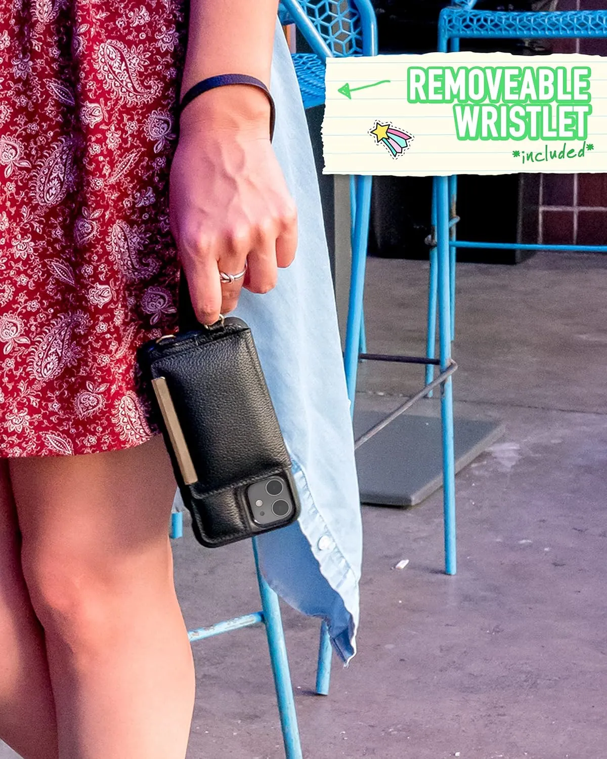 Smartish iPhone 11 Crossbody Case for Women - Dancing Queen [Purse/Clutch with Detachable Strap & Card Holder] - Stiletto Black-Gold