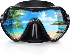 Snorkel Diving Mask, Professional Snorkeling Mask Gear, Ultra Clear Lens with Wide View Tempered Glass Goggles,Anti Leakage Scuba Mask, Silicone Swimming Goggles Mask for Adults, 3 Color