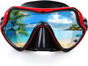 Snorkel Diving Mask, Professional Snorkeling Mask Gear, Ultra Clear Lens with Wide View Tempered Glass Goggles,Anti Leakage Scuba Mask, Silicone Swimming Goggles Mask for Adults, 3 Color