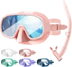 Snorkel Set Adults, Snorkeling Gear Adults with 180°Tempered Glass, Anti-Fog Frameless Snorkel Mask Set, Adjustable Snorkeling Mask for Snorkel Scuba Diving Swimming Travel