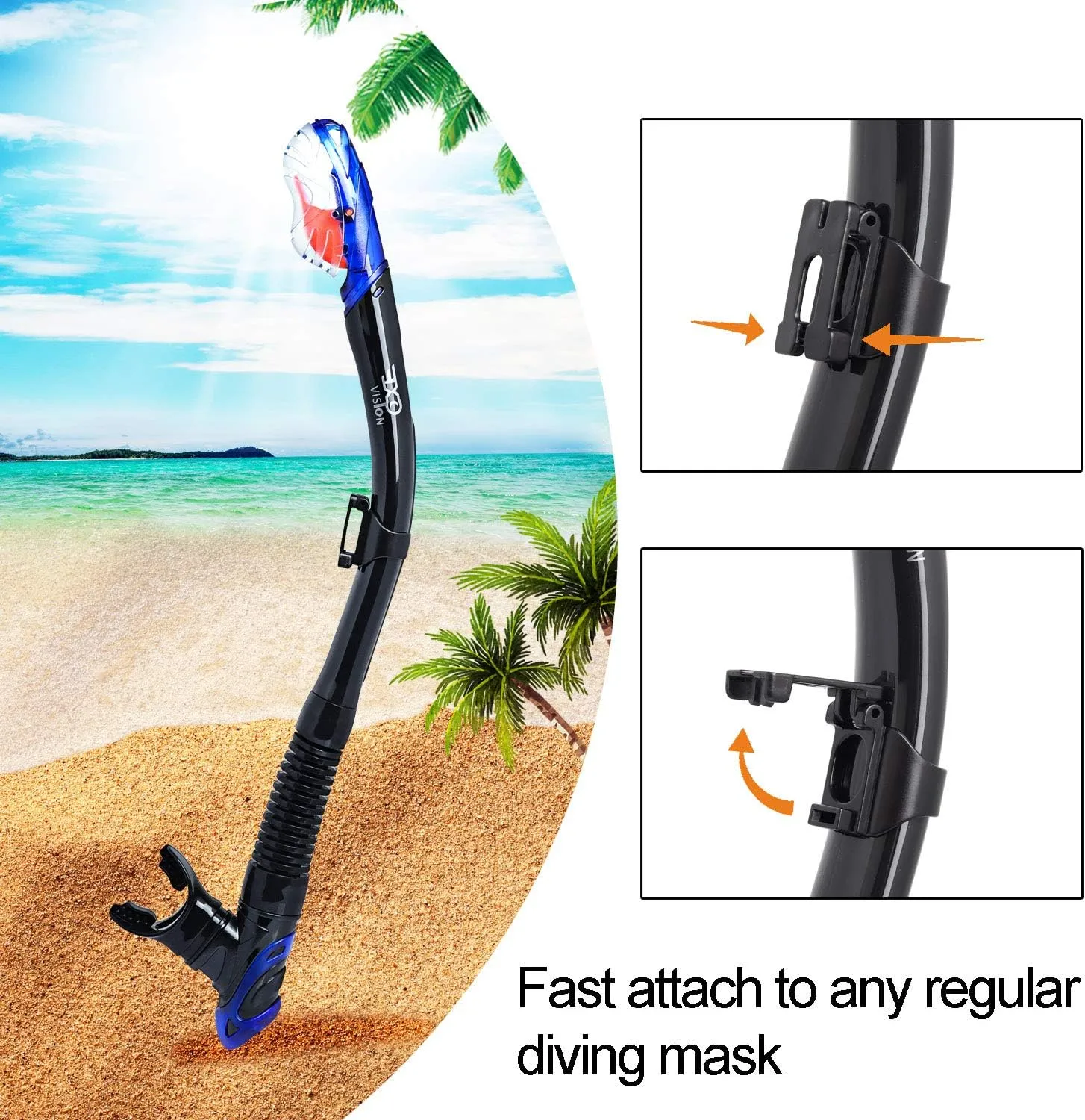 Snorkel Set Pano 3 Window Adult Snorkeling Gear, Professional Snorkel Goggles Anti-Fog Diving Mask, Anti-Leak Swim Goggles and Dry Top Snorkel for Diving, Snorkeling, Swimming