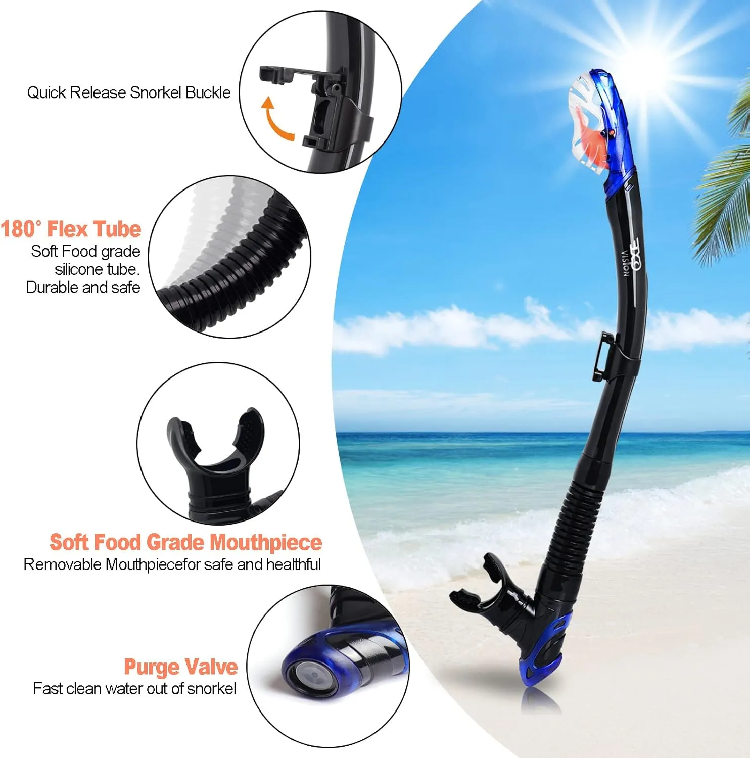 Snorkel Set Pano 3 Window Adult Snorkeling Gear, Professional Snorkel Goggles Anti-Fog Diving Mask, Anti-Leak Swim Goggles and Dry Top Snorkel for Diving, Snorkeling, Swimming