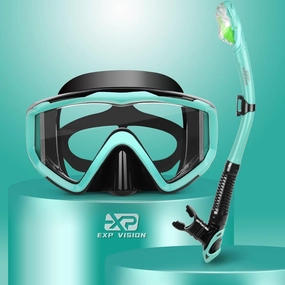 Snorkel Set Pano 3 Window Adult Snorkeling Gear, Professional Snorkel Goggles Anti-Fog Diving Mask, Anti-Leak Swim Goggles and Dry Top Snorkel for Diving, Snorkeling, Swimming