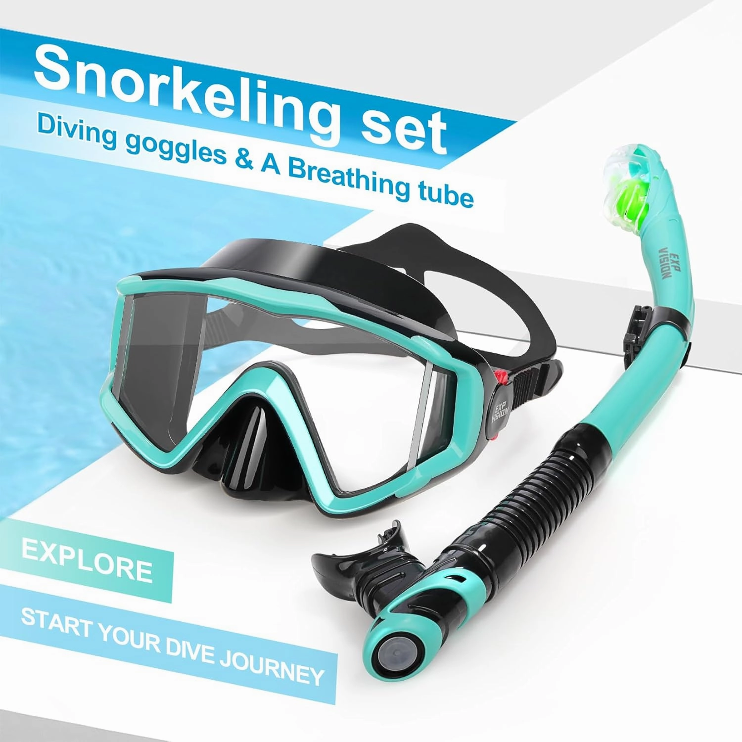 Snorkel Set Pano 3 Window Adult Snorkeling Gear, Professional Snorkel Goggles Anti-Fog Diving Mask, Anti-Leak Swim Goggles and Dry Top Snorkel for Diving, Snorkeling, Swimming