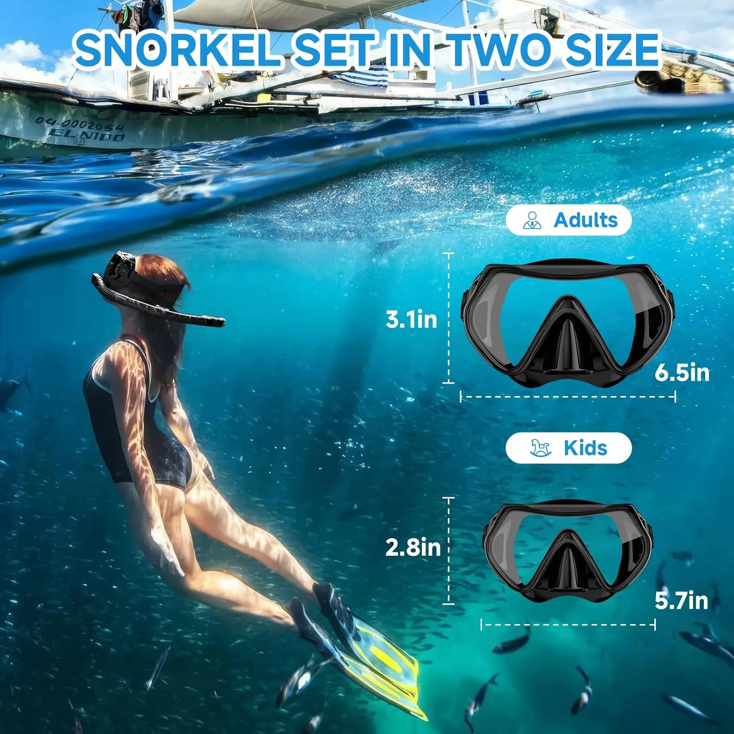 Snorkeling Gear for Adults, Dry-Top Snorkel Set Scuba Diving mask, 180°Panoramic Wide View Professional Snorkeling Gear Breathing Freely Snorkel Mask