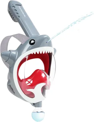 Snorkeling Gear for Kids with Water Blaster, Full Face Snorkel Mask Kids Check Valve Safe Breathing, 180 Degree Panoramic View Child Snorkel Mask, Children Snorkel Set for Ages 6-14