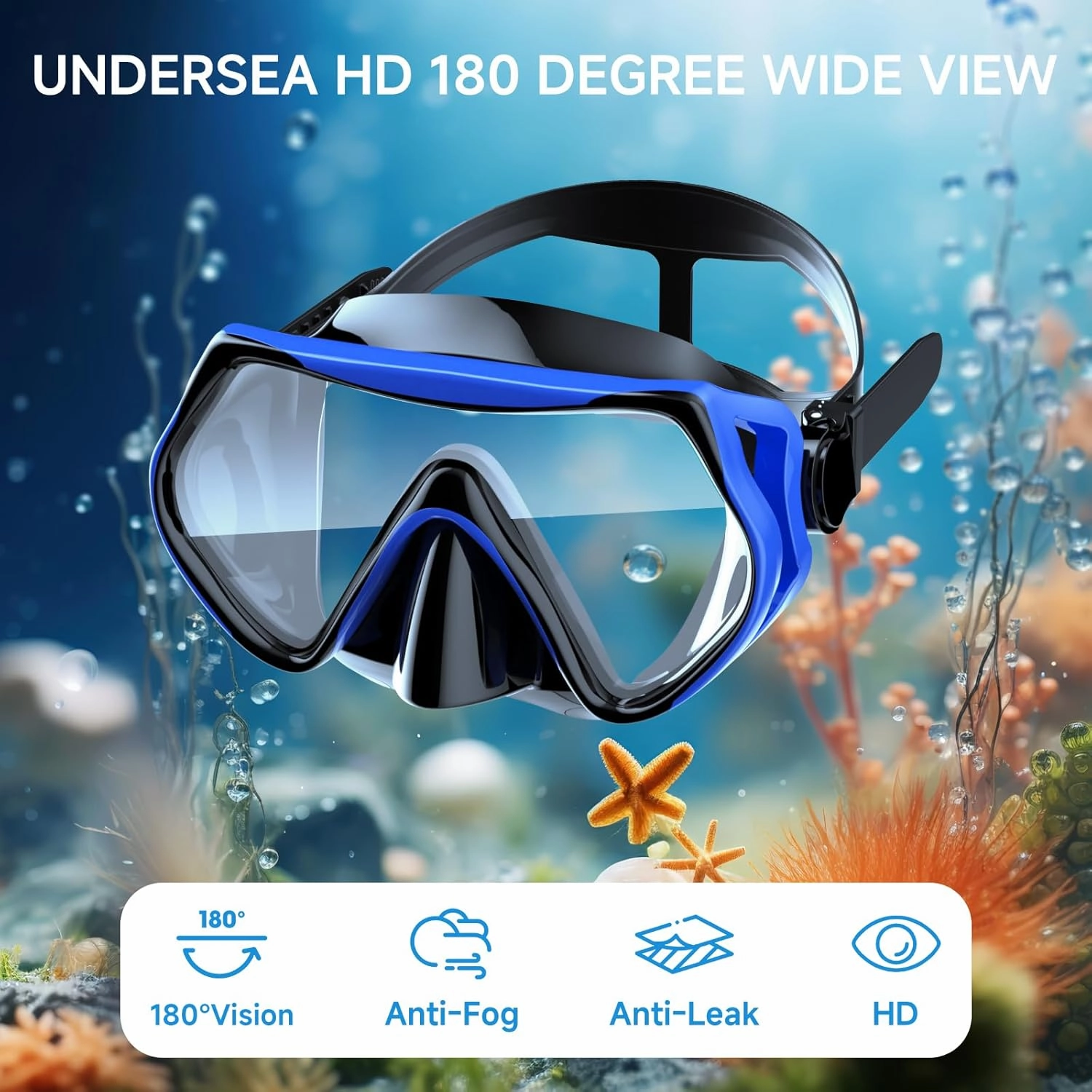 Snorkeling Gear for Adults, Dry-Top Snorkel Set Scuba Diving mask, 180°Panoramic Wide View Professional Snorkeling Gear Breathing Freely Snorkel Mask