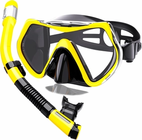 Snorkeling Gear for Adults,Snorkel Mask Adult Dry Top Snorkel Set Panoramic View Snorkel Gear Anti-Fog Scuba Diving Mask for Lap Swimming Snorkeling Diving Scuba Training Travel Snorkel Kit