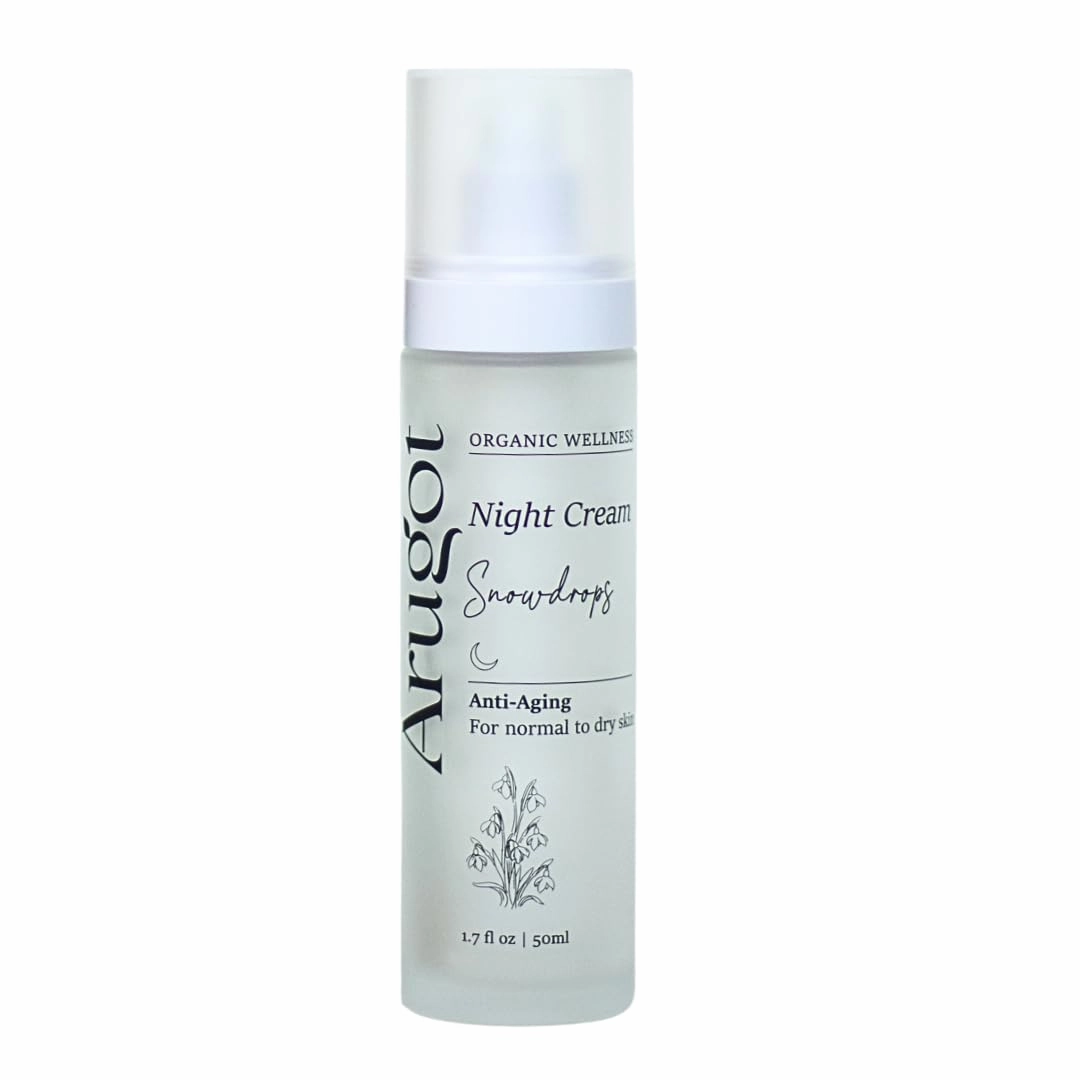 Snowdrops Organic Antiaging Night Cream, Made in Israel | Firms Skin, Fights Wrinkles | No Parabens 50ml