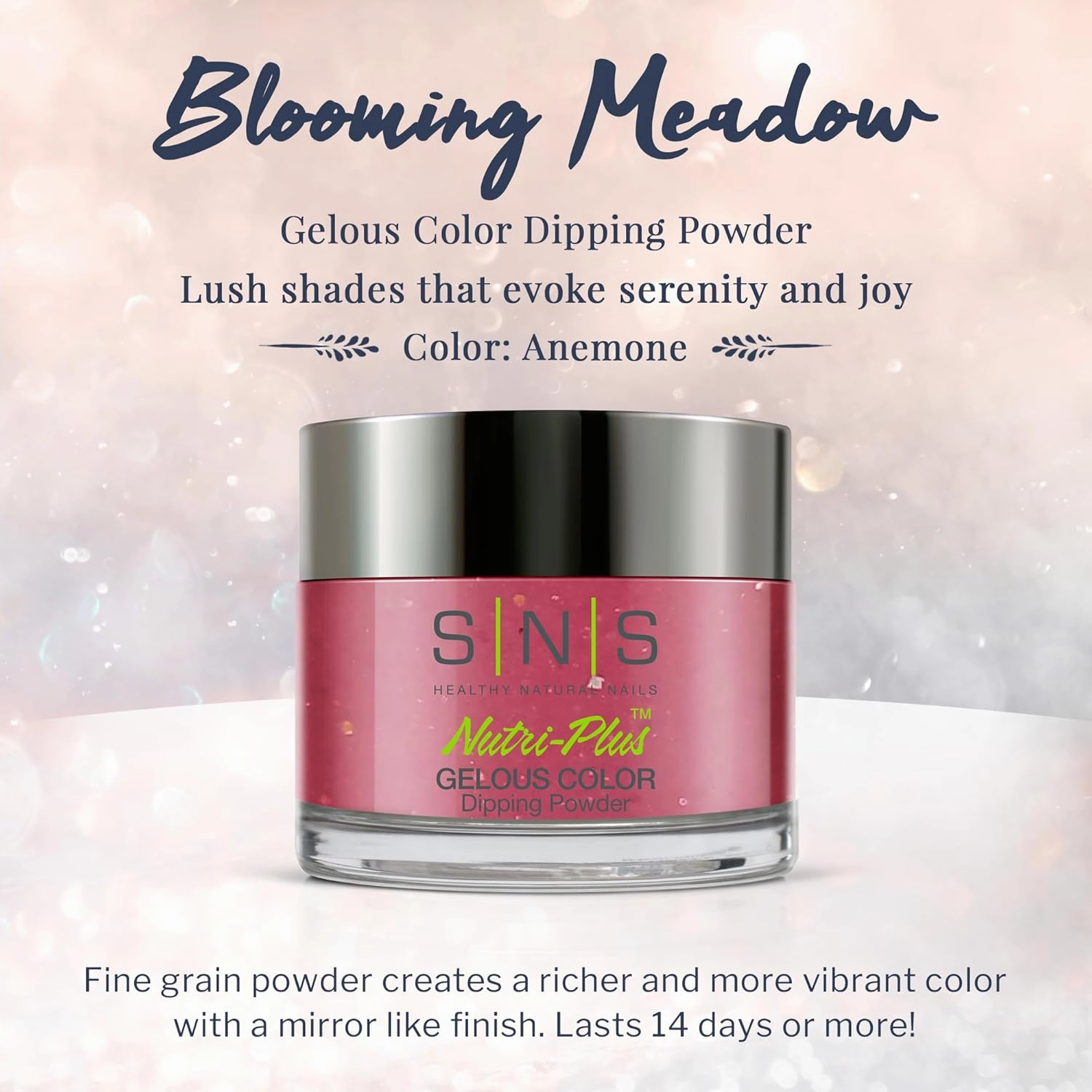 SNS Nail Dip Powder, Gelous Color Dipping Powder - Anemone (Pink/Mauve, Rose, Shimmer) - Long-Lasting Acrylic Nail Color & Polish Lasts 14 Days - Odor-Free & No UV Lamp - 1oz