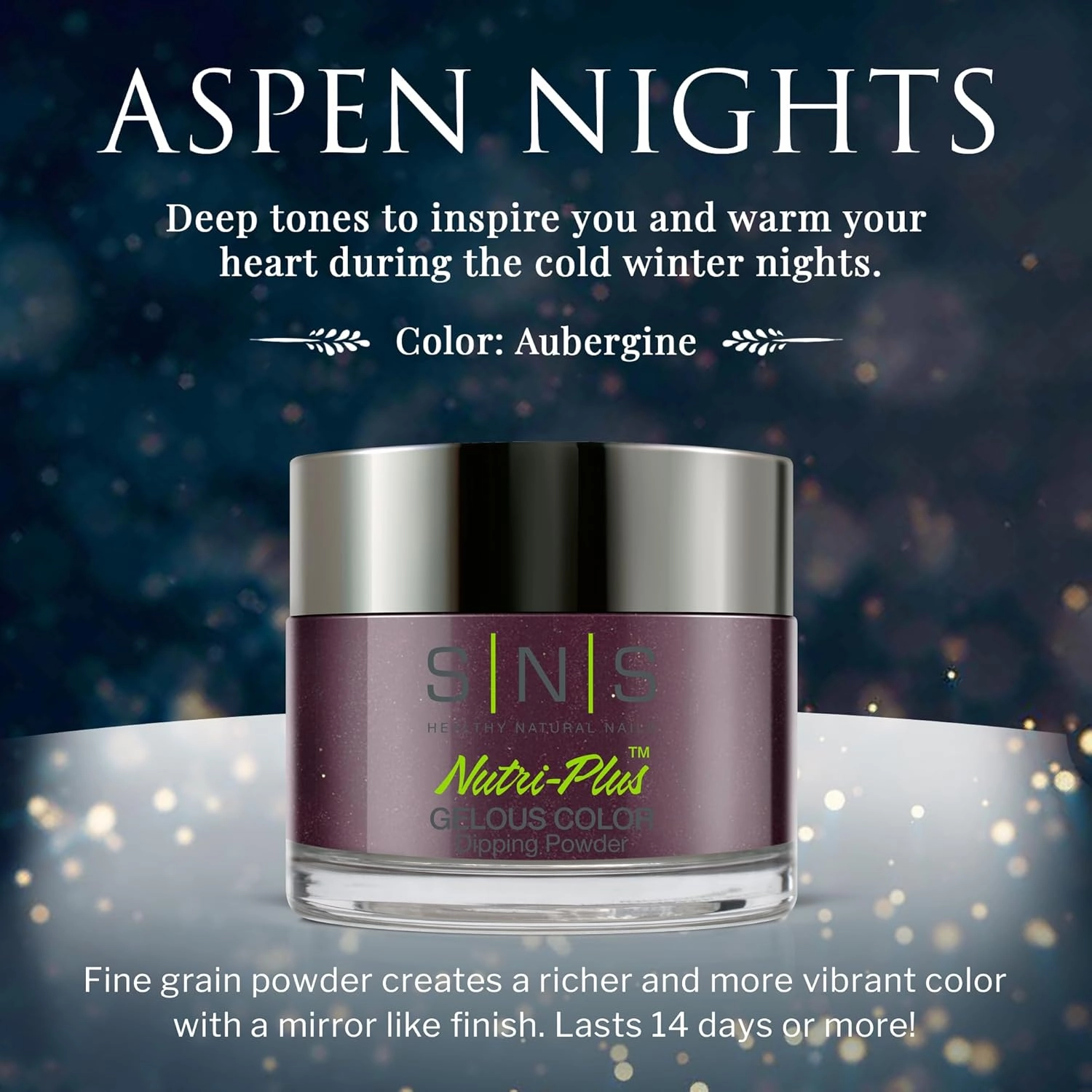 SNS Nail Dip Powder, Gelous Color Dipping Powder - Aubergine (Purple/Plum) - Long-Lasting Acrylic Nail Color & Polish Lasts 14 Days - Low-Odor & No UV Lamp Required – 1 oz