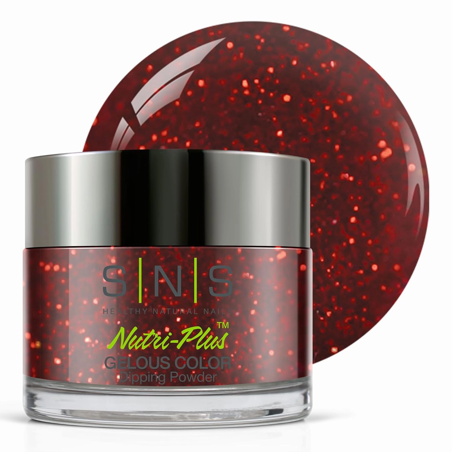 SNS Nail Dip Powder, Gelous Color Dipping Powder - Friday Night Frenzy (Metallic Reds, Glitter) - Long-Lasting Dip Nail Color Lasts 14 Days - Low-odor & No UV Lamp Required - 1 oz