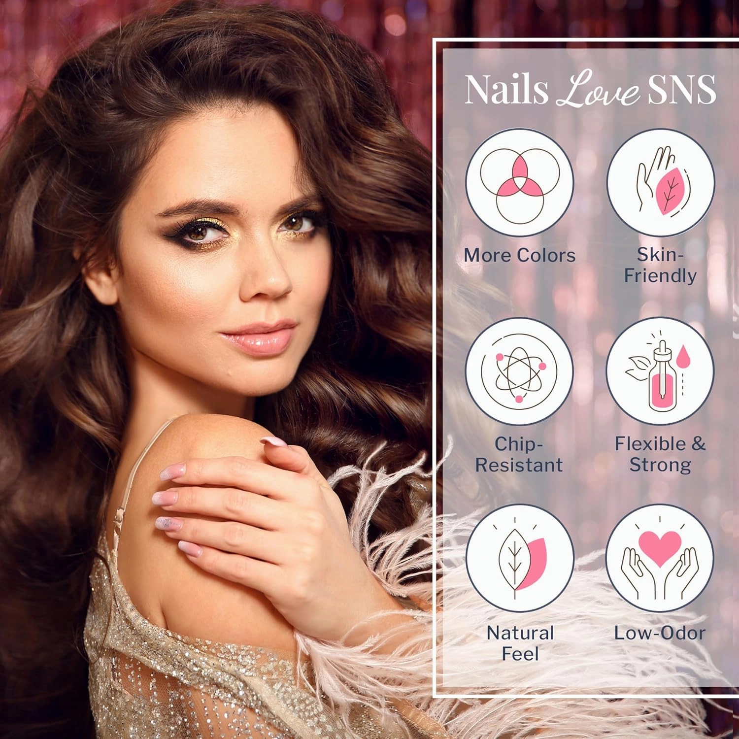 SNS Nail Dip Powder, Gelous Color Dipping Powder - Friday Night Frenzy (Metallic Reds, Glitter) - Long-Lasting Dip Nail Color Lasts 14 Days - Low-odor & No UV Lamp Required - 1 oz
