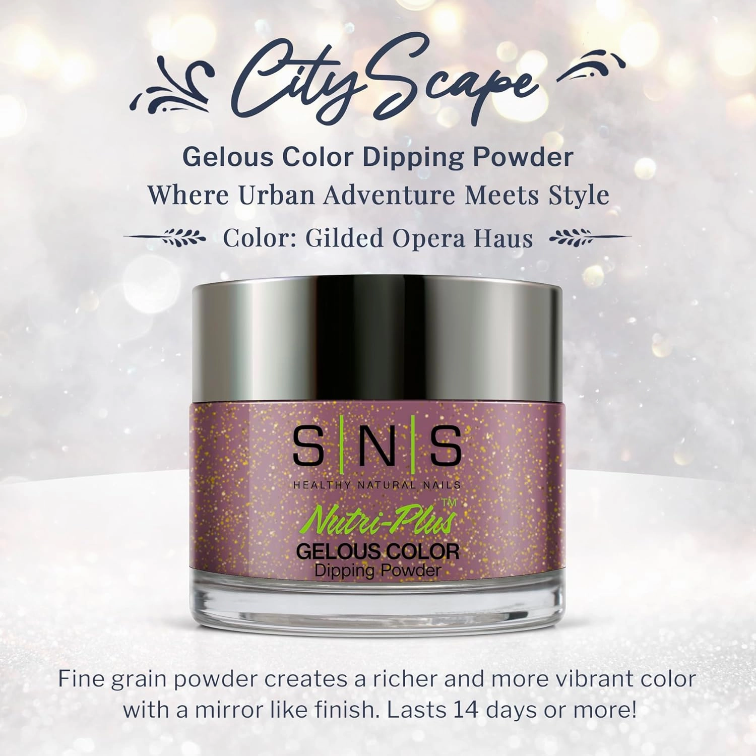 SNS Nail Dip Powder, Gelous Color Dipping Powder - Gilded Opera Haus (Metallic/Bronze, Shimmer) - Long-Lasting Dip Nail Color Lasts 14 Days - Low-Odor & No UV Lamp Required - 1 OZ