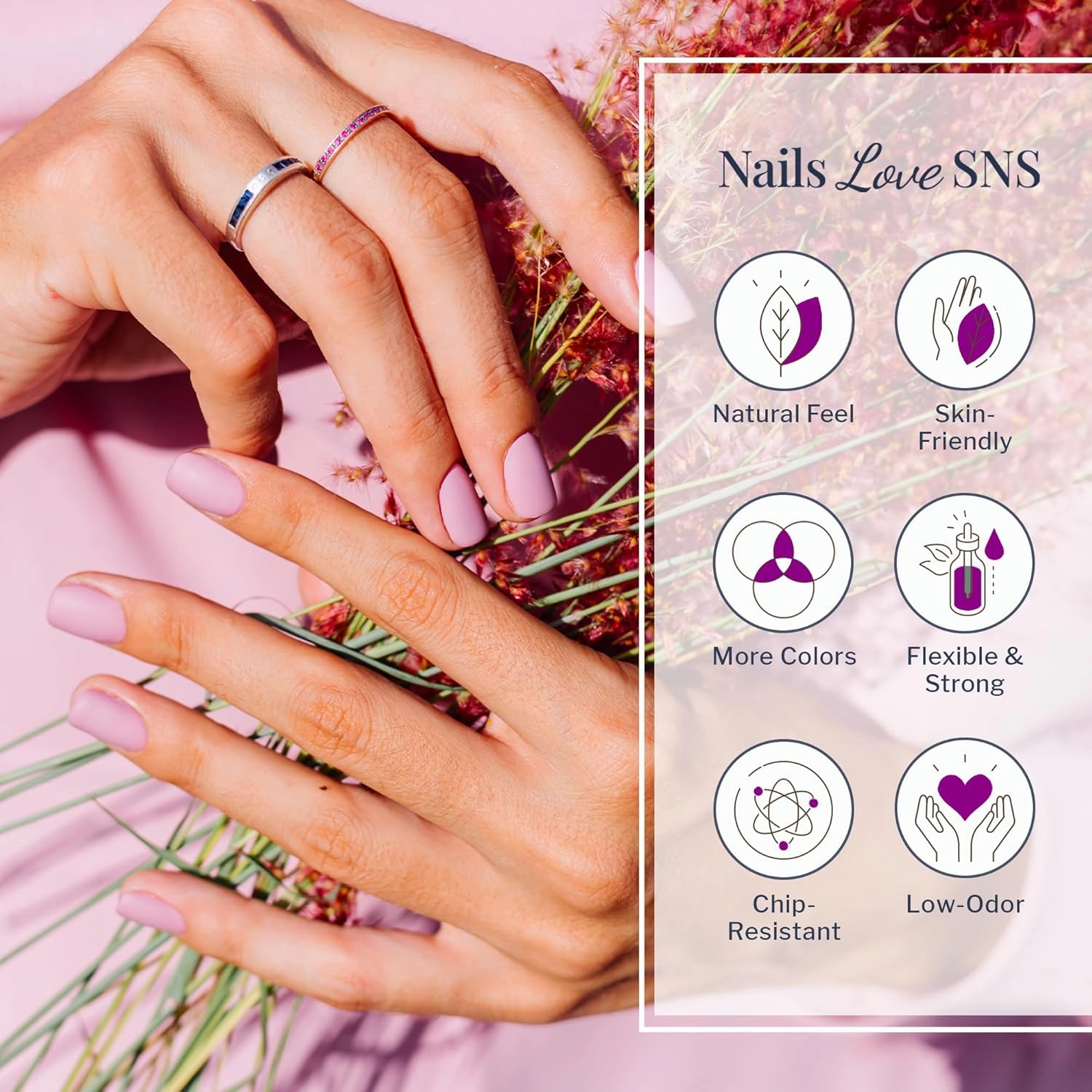 SNS Nail Dip Powder, Gelous Color Dipping Powder - Lavender Mist (Purple/Pastel, Cream) - Long-Lasting Dip Nail Color Lasts 14 Days - Low-Odor & No UV Lamp Required - 1 OZ