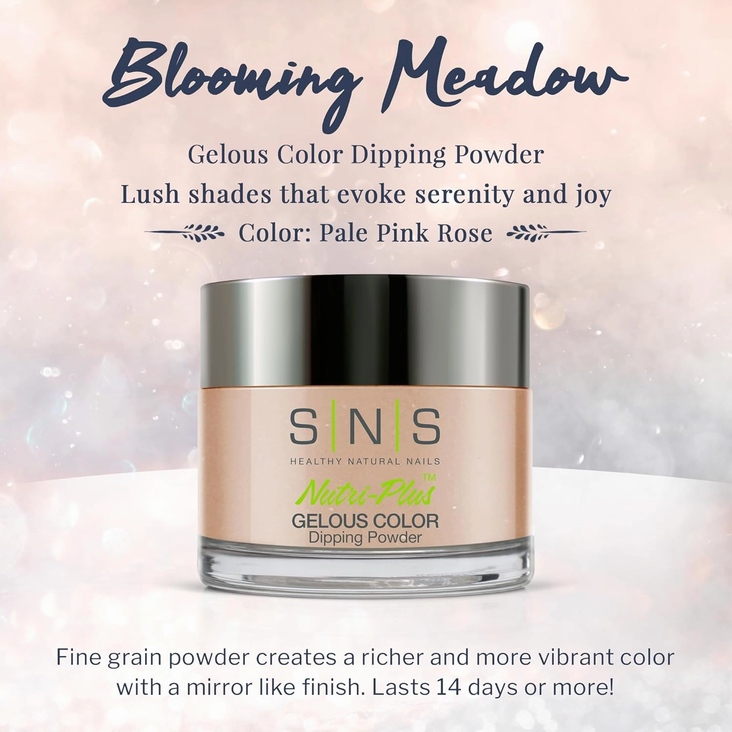SNS Nail Dip Powder, Gelous Color Dipping Powder - Pale Pink Rose (Natural, Nudes/Beige, Shimmer) - Long-Lasting Acrylic Nail Color & Polish Lasts 14 Days - Odor-Free & No UV Lamp - 1oz