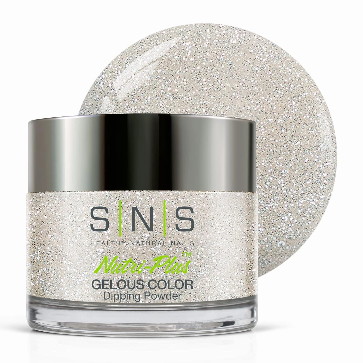 SNS Nail Dip Powder, Gelous Color Dipping Powder - Snowbasin (Metallics/Silver) - Long-Lasting Acrylic Nail Color & Polish Lasts 14 Days - Low-Odor & No UV Lamp Required – 1 oz