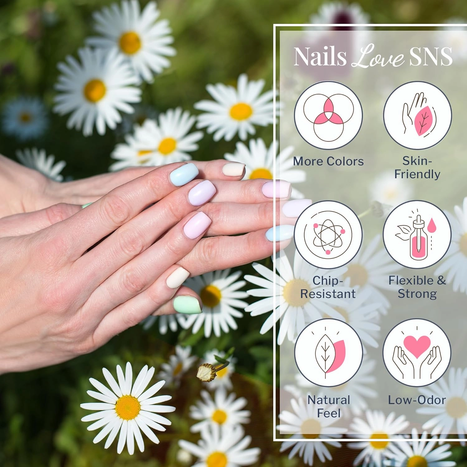 SNS Nails Dipping Powder GASNS Nail Dip Powder, Gelous Color Dipping Powder - Dewy Dahlia (Red, Shimmer) - Long-Lasting Acrylic Nail Color & Polish Lasts 14 Days - Odor-Free & No UV Lamp