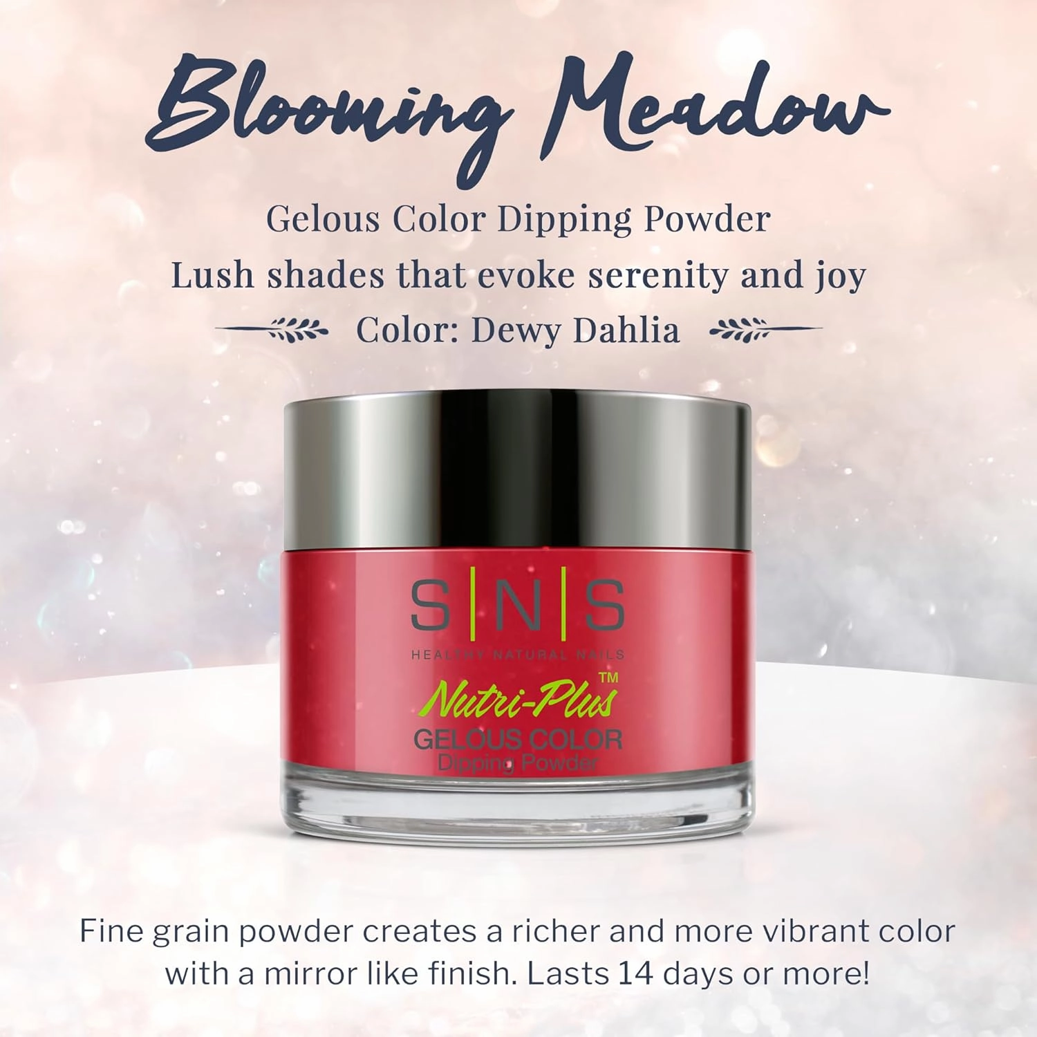SNS Nails Dipping Powder GASNS Nail Dip Powder, Gelous Color Dipping Powder - Dewy Dahlia (Red, Shimmer) - Long-Lasting Acrylic Nail Color & Polish Lasts 14 Days - Odor-Free & No UV Lamp