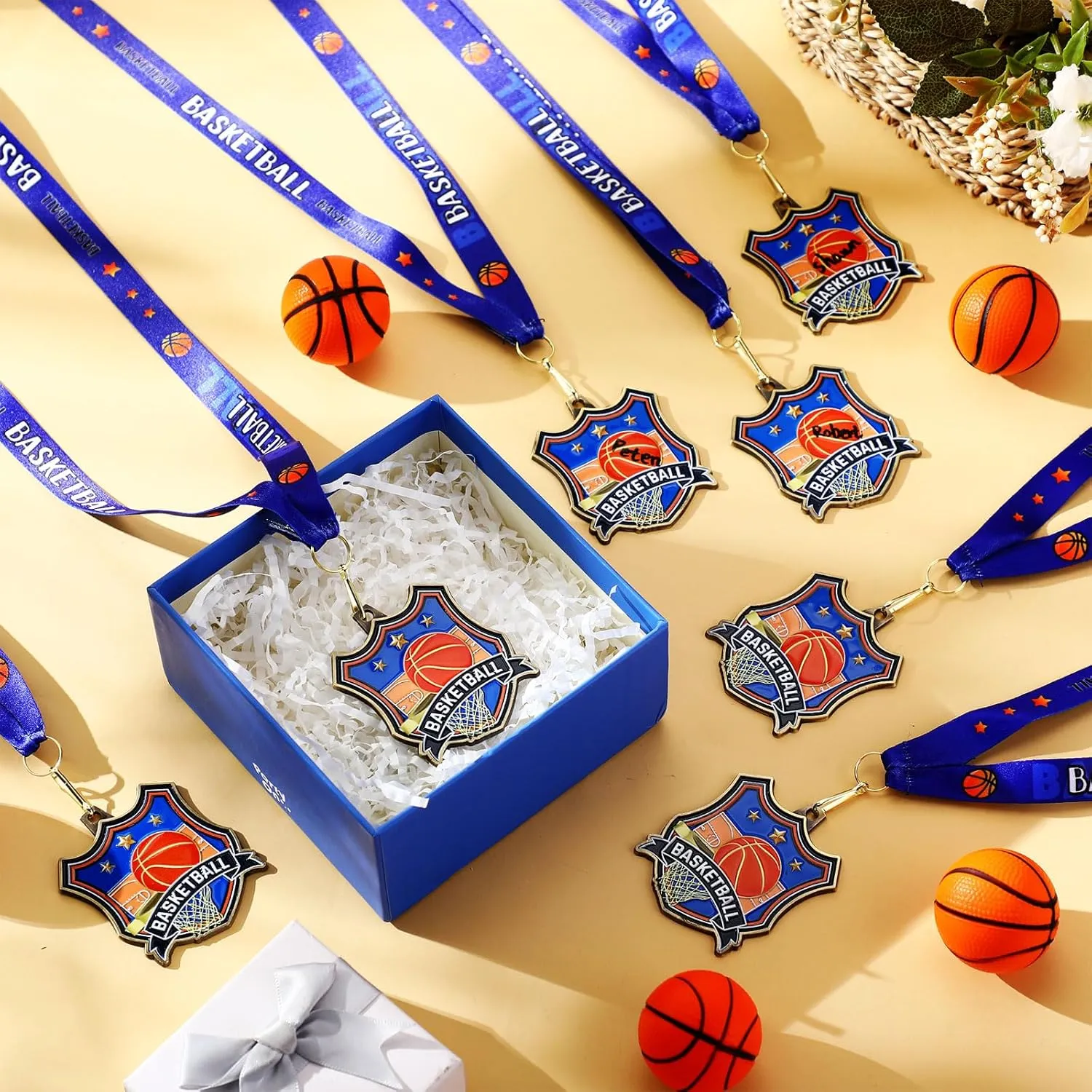 Soccer/Baseball/Softball Award Medals Bulk with Neck Ribbon 2.56 Inch Basketball/Flag Football Sport Winner Medal First Place Trophy for Competition Team Gift