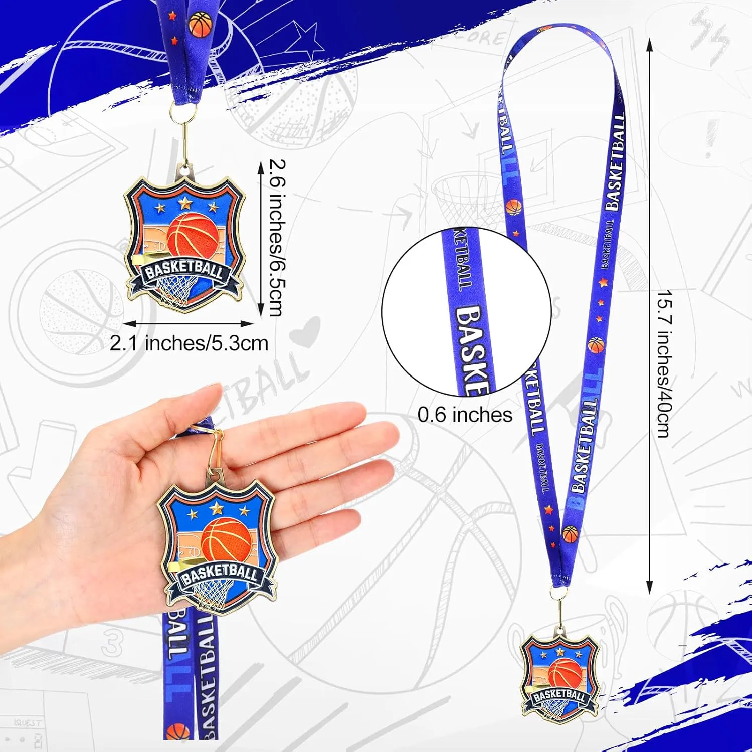 Soccer/Baseball/Softball Award Medals Bulk with Neck Ribbon 2.56 Inch Basketball/Flag Football Sport Winner Medal First Place Trophy for Competition Team Gift