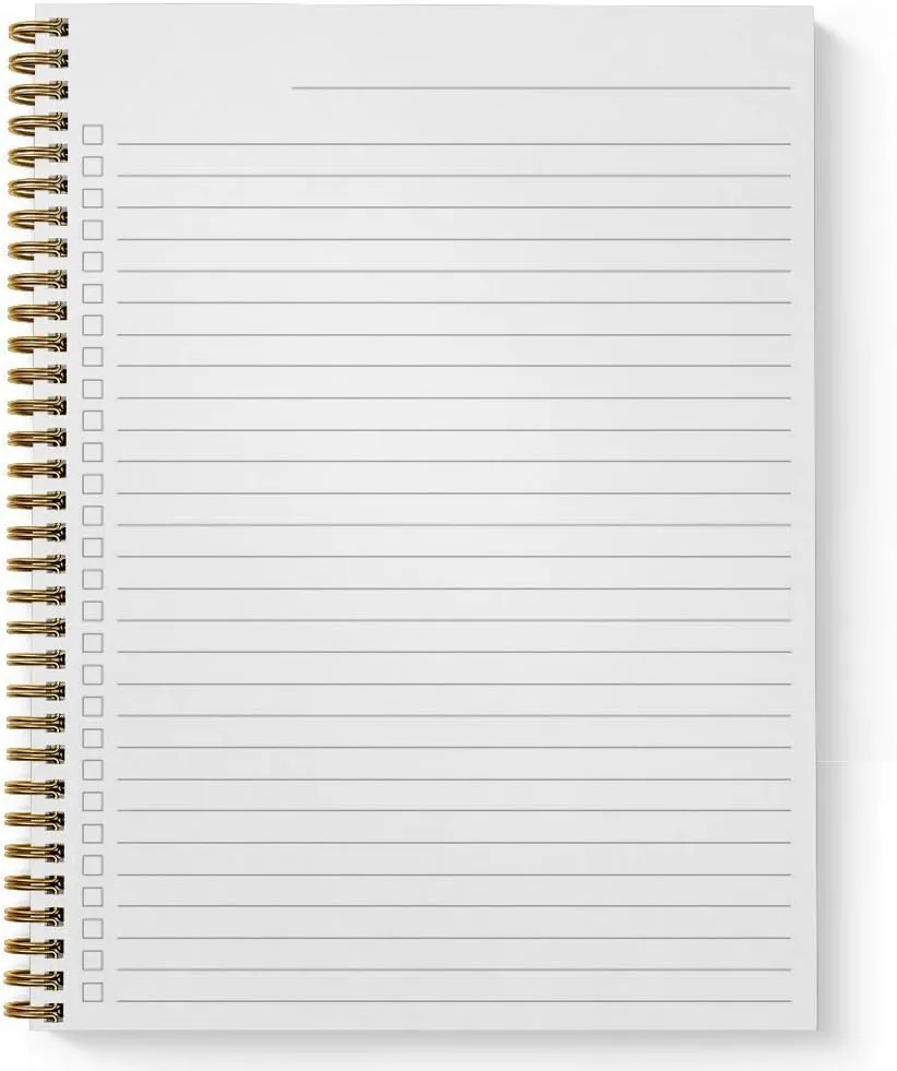 Softcover Classic Floral Get Stuff Done 8.5" x 11" Motivational Spiral Notebook/Journal, 120 Checklist Pages, Durable Gloss Laminated Cover, Gold Wire-o Spiral. Made in the USA