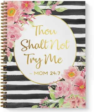 Softcover Mom Mantra Faux Gold 8.5" x 11" Spiral Notebook/Journal, 120 College Ruled Pages, Durable Gloss Laminated Cover, Gold Wire-o Spiral. Made in the USA