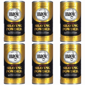 SoftSheen-Carson Magic Razorless Shaving for Men, Hair Removal Shave Powder, Helps Stop Razor Bumps Ingrown Hair, Fragrant, 6 Pack Magic Shave Gold 27 oz