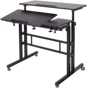 soges Mobile Laptop Sit-Stand Desk, Height Adjustable Standing Tiltable Top Desk, 31.5 inch Stand Up Computer Desk for Home Office, Small Rolling Desk for Small Space, Black ZS-101-2BK