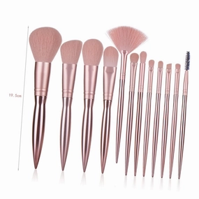 SOIMISS 12pcs Rose Gold Electroplating Makeup Brush Dense Bristles for Even Application Plastic Handle Cosmetics Brushes with Storage Bag Essential Tools for Makeup
