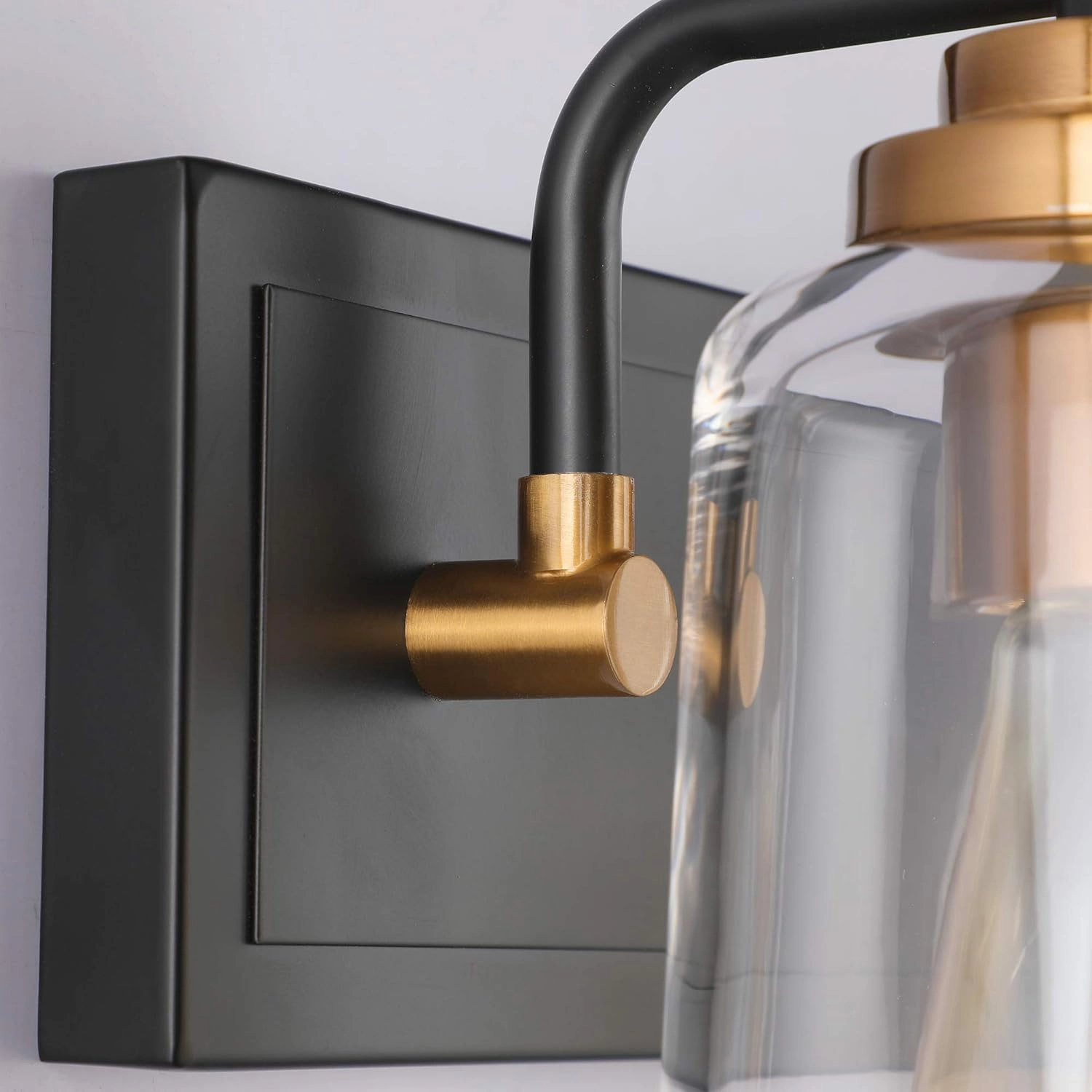 SOLFART Bathroom Vanity Light 3-Light Light fixtures for Bathroom Above Mirror Bathroom Lights fixtures Over Mirror in Black Brass Wall Sconces
