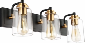SOLFART Bathroom Vanity Light 3-Light Light fixtures for Bathroom Above Mirror Bathroom Lights fixtures Over Mirror in Black Brass Wall Sconces