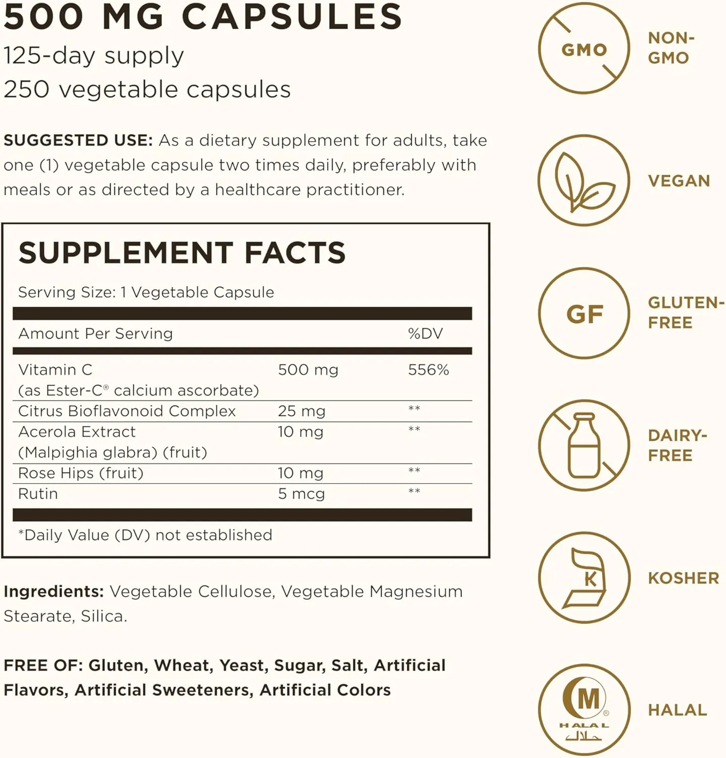 Solgar Ester-C Plus Vitamin C (Ascorbate Complex) - Gentle & Non Acidic - Antioxidant & Immune Support - Non GMO, Vegan, Gluten Free, Kosher - Berry, Standard Packaging, 250 Count