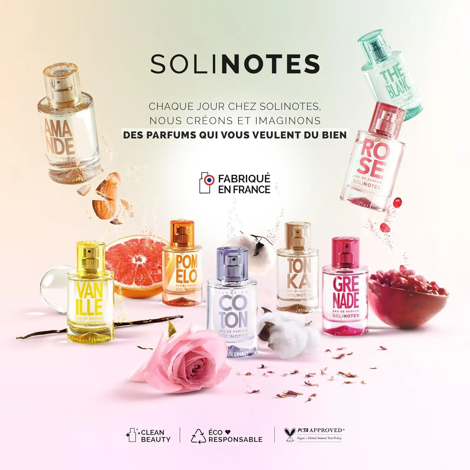 SOLINOTES Cotton Flower Perfume for Women - Eau De Parfum | Delicate Floral and Soothing Scent - Made in France - Vegan - 1.7 fl.oz