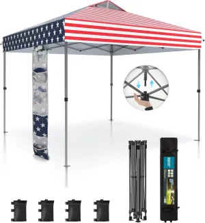 Sophia & William Canopy Tent Pop Up 10x10 ft, One Person Push Set Up Tent, Outdoor Canopies Shelter Heavy Duty Straight Legs with 4 Sandbags & Guy Ropes, 1 Roller Bag & Storage Bag, 8 Stakes, UPF50 