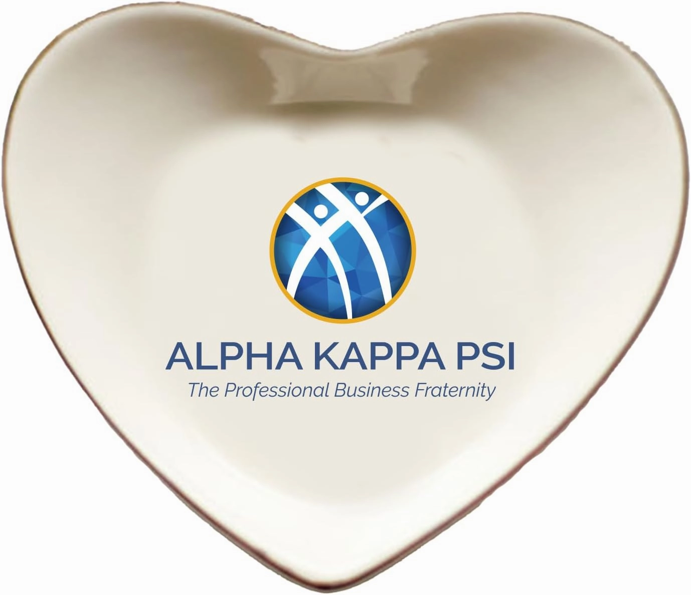Sorority Shop Alpha Kappa Psi Jewelry Dish - Heart-Shaped High-gloss finish Ceramic tray with Gold Detailing, Multi-Function Ceramic Ring Dish for Home or Office, Ideal for Jewelry and Keys