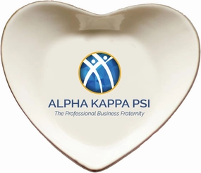 Sorority Shop Alpha Kappa Psi Jewelry Dish - Heart-Shaped High-gloss finish Ceramic tray with Gold Detailing, Multi-Function Ceramic Ring Dish for Home or Office, Ideal for Jewelry and Keys