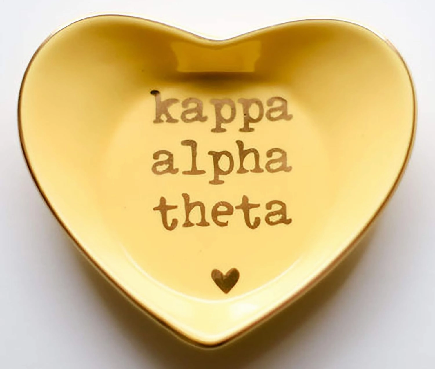Sorority Shop Kappa Alpha Theta Jewelry Dish - Heart-Shaped High-gloss finish Ceramic tray with Gold Detailing, Multi-Function Ceramic Ring Dish for Home or Office, Ideal for Jewelry and Keys
