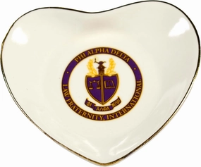 Sorority Shop Phi Alpha Delta Jewelry Dish - Heart-Shaped High-gloss finish Ceramic tray with Gold Detailing, Multi-Function Ceramic Ring Dish for Home or Office, Ideal for Jewelry and Keys