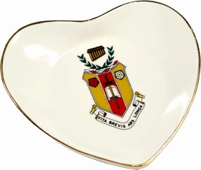 Sorority Shop Sigma Alpha Iota Jewelry Dish - Heart-Shaped High-gloss finish Ceramic tray with Gold Detailing, Multi-Function Ceramic Ring Dish for Home or Office, Ideal for Jewelry and Keys