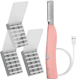SPA SCIENCES - SIMA Patented Dermaplane Razor for Women Face – Painless 2-in-1 Facial Exfoliation & Peach Fuzz Hair Removal – Anti-Aging – 3 Speeds – Rechargeable – 21 Weeks Treatment