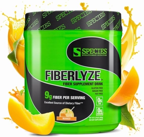 Species Nutrition Fiberlyze Fiber Supplement, Psyllium Based Soluble & Insoluble Fiber Powder for Healthy Colon, Digestive Functions (Mango, 30 Servings)