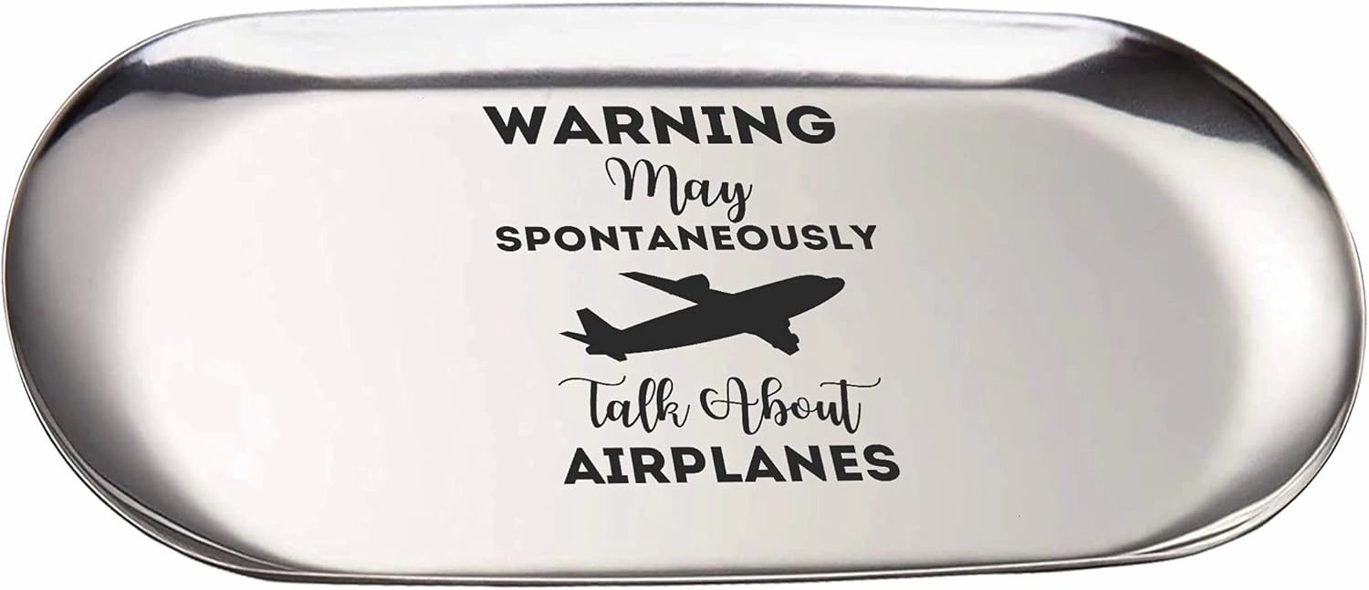 Spontaneously Talk About Airplanes - Funny Pilot Aviation T-Shirt Ring Jewelry Tray 7 Icnh Trinkets Holder Anniversary