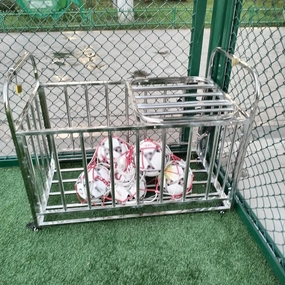 Sports Equipment Organizer Rolling Sports Ball Cart for School Playgrounds, Heavy Duty Basketball Cage Lockable Storage Bin with Wheels, Metal Volleyball Football Display Stand Holder Shelf