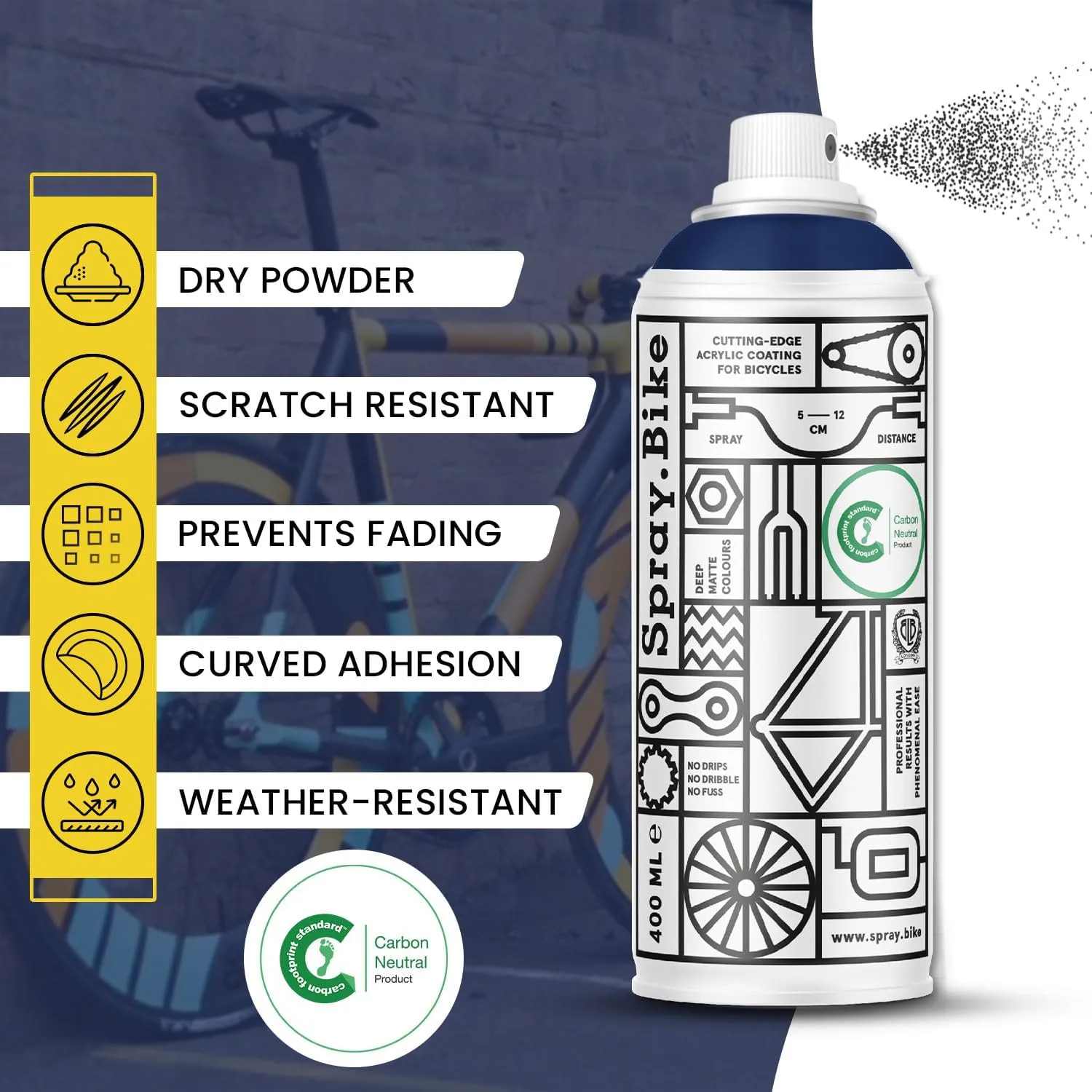 Spray Paint | Designed Mainly for Bicycles | Multi-Use Acrylic Spray Paint for Metal, Plastic | High Coverage Bike Paint, 400ml, Humber