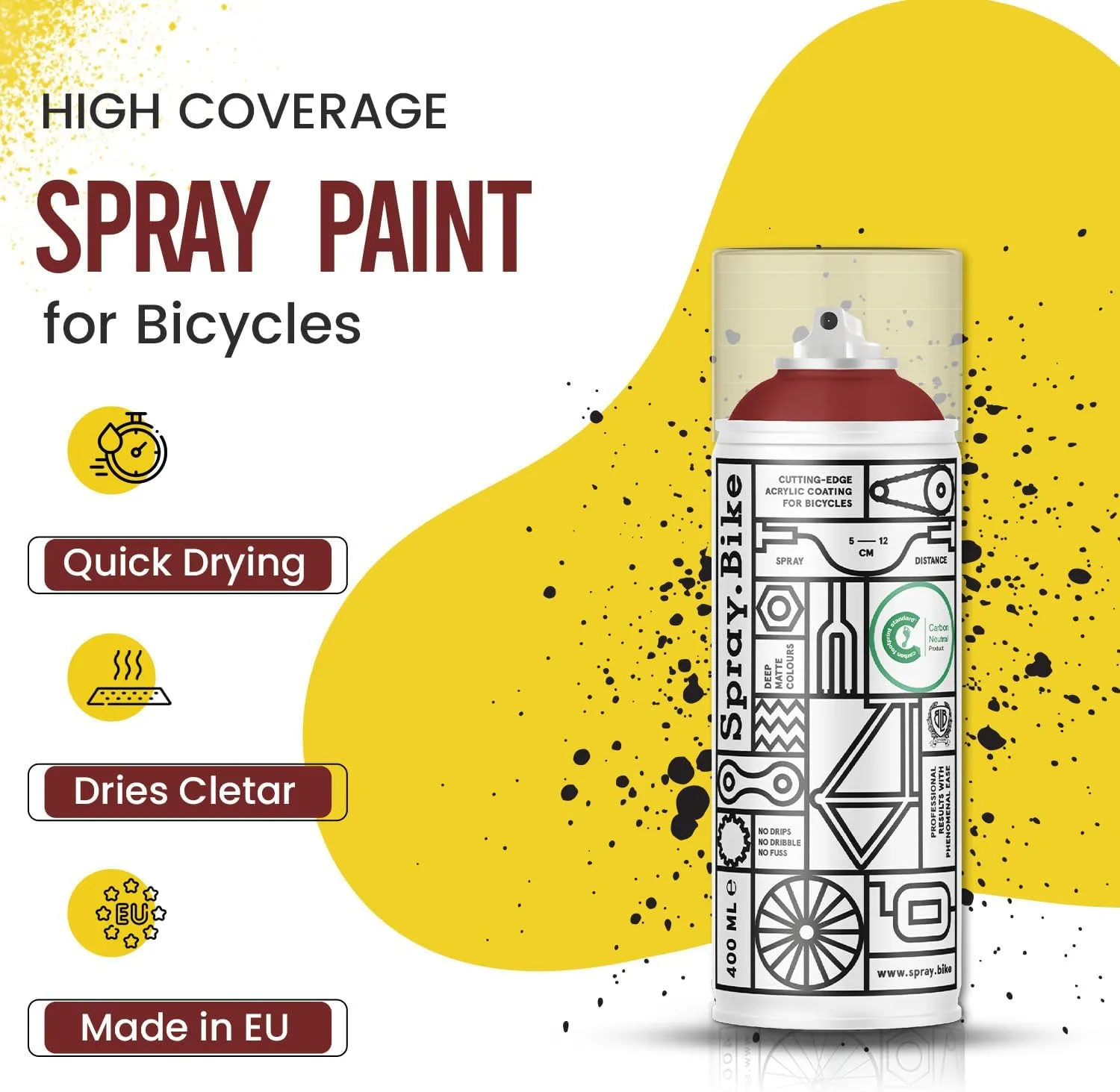 Spray Paint | Designed Mainly for Bicycles | Multi-Use Acrylic Spray Paint for Metal, Plastic | High Coverage Bike Paint, 400ml, Redbridge