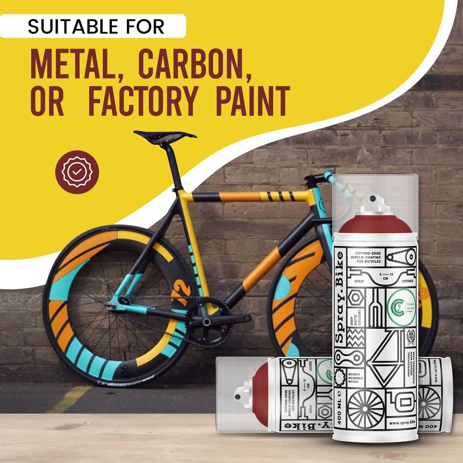 Spray Paint | Designed Mainly for Bicycles | Multi-Use Acrylic Spray Paint for Metal, Plastic | High Coverage Bike Paint, 400ml, Redbridge