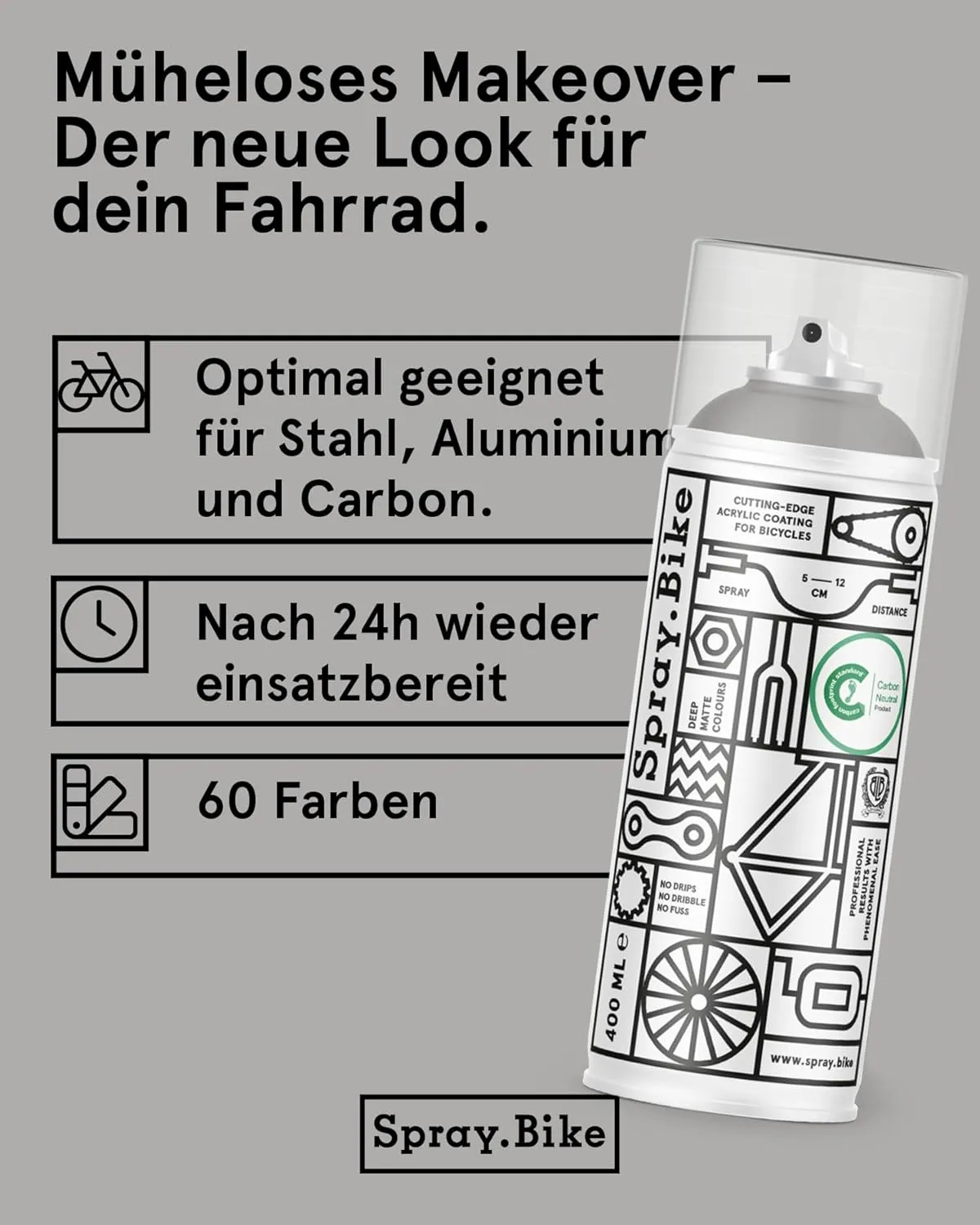 Spray Paint | Designed Mainly for Bicycles | Multi-Use Acrylic Spray Paint for Metal, Plastic | High Coverage Bike Paint, 400ml