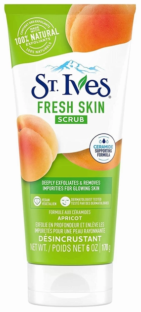 St Ives Fresh Skin Exfoliating Face Scrub, Apricot, 6 oz (Pack of 2)