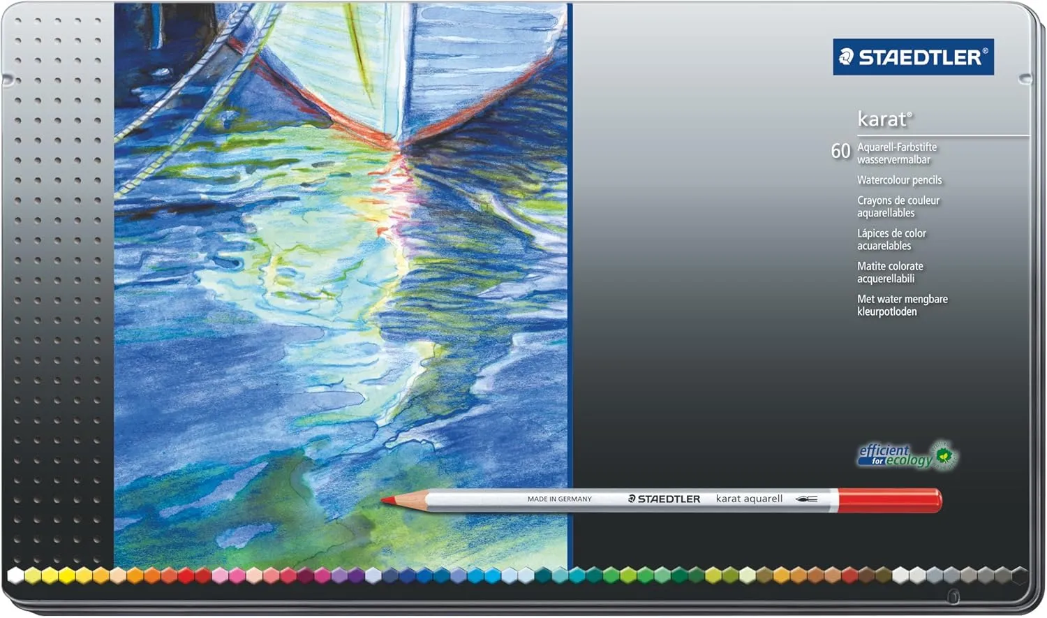 Staedtler Karat Aquarell Premium Watercolor Pencils, Set of 60 Colors (125M60)